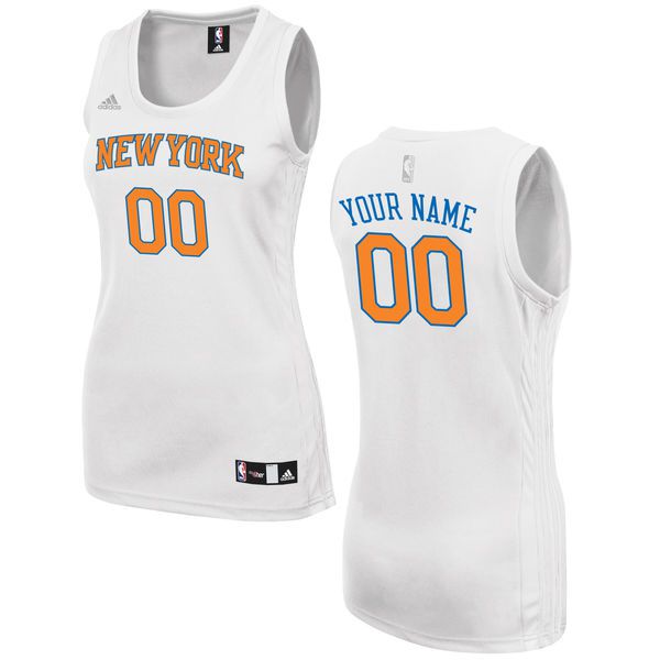 Women New York Knicks Adidas White Custom Fashion NBA Jersey->customized nba jersey->Custom Jersey